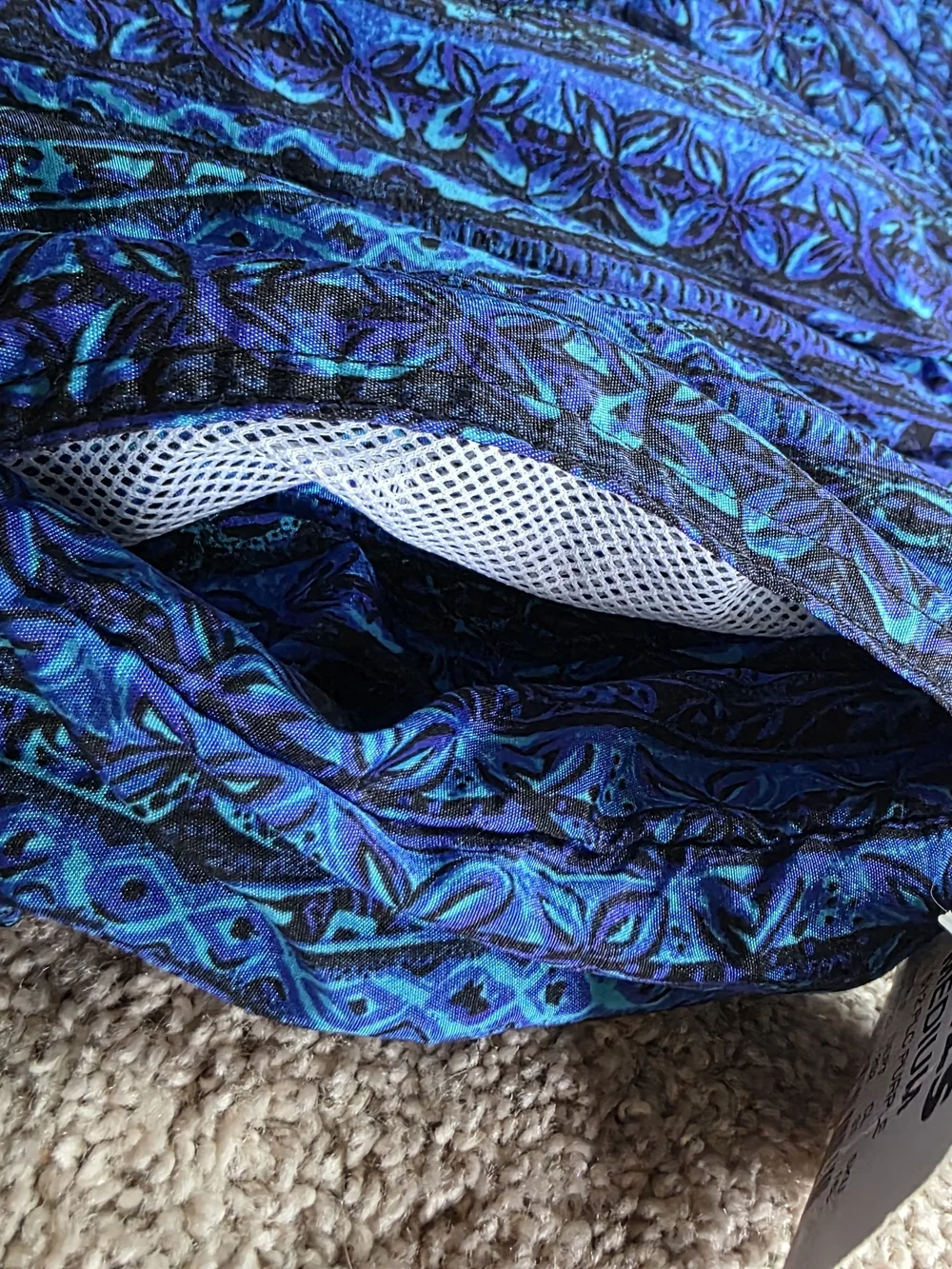 Vintage 90s Sport Swim Trunks Men's Blue Tribal Hawaiian Print Mesh Lined NWT M